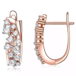 18K Rose Gold Plated CZ Earrings